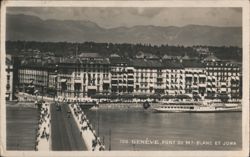 Pont du Mont-Blanc Bridge & Hotel Russie, Geneva Switzerland Postcard
