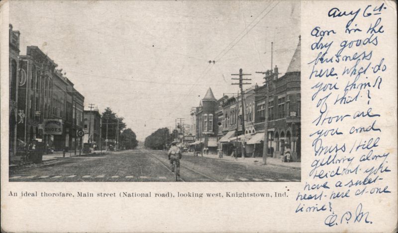 Main Street (National Road), looking west, Knightstown, Ind. Indiana