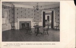 Colonial Suite, View 2, Woman's Club Building, Worcester, MA Postcard