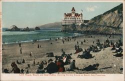 Cliff House, Beach and Seal Rocks, Holiday Crowd Postcard