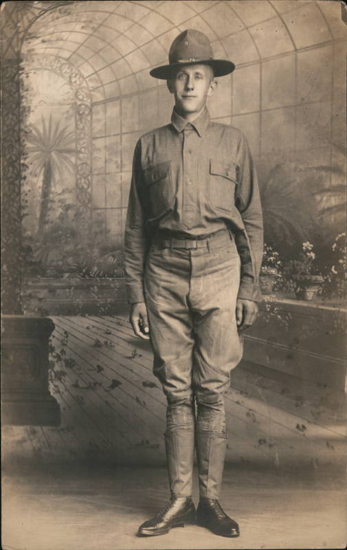 Man in Uniform at Attention World War I
