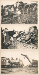 Lot of 3: Wreck at Stonington Junction July 25, 1912 Postcard