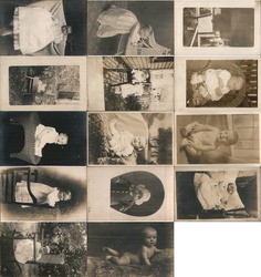 Lot of 14: Real Photo Postcards of Babies RPPC Postcard