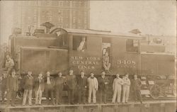 Men In Front of New York Central Lines Locomotive 3408 Postcard