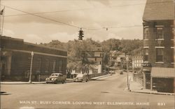 Main Street Busy Corner looking West Ellsworth, ME Postcard Postcard Postcard