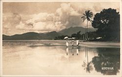 Beach Scene with Three Women Walking Postcard