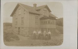 Group of People outside House, probably Europe Postcard