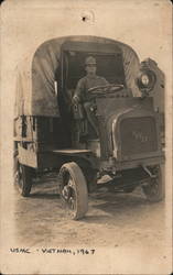 Joke WWI-era card sent from Vietnam in 1967 FWD Truck Postcard