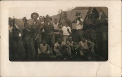 Group of US Soldiers at Camp with Rifles Postcard