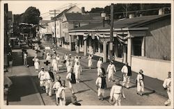 Red Cross Nurses, Parade, C. E. Staplin Fish Market Postcard