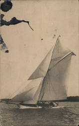 A Large Sail Boat Moving Fast Postcard