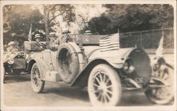 Patriotic Parade Old Touring Cars Postcard