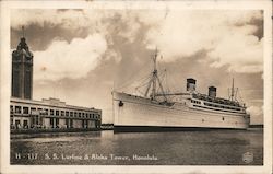 S.S. Lurline & Aloha Tower Postcard
