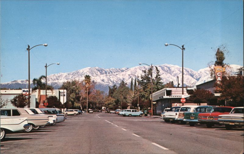 Snow-capped Mountain range as Seen from Yale Avenue Claremont California