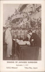 Signing of Japanese Surrender, U.S.S. Missouri, Tokyo Bay Postcard