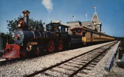Santa Fe and Disneyland Railroad Train at Main Street Station Postcard