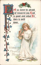 Christmas Angel with Harp Postcard