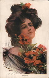 Woman with Poppies Postcard