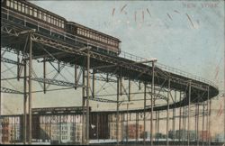 Japanese: Elevated Train on Curve, New York Postcard
