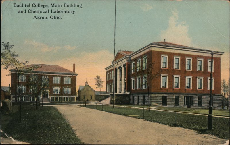 Buchtel College, Main Building and Chemical Laboratory, Akron, OH Ohio