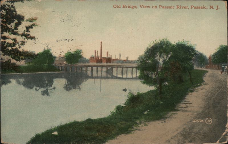 Old Bridge, View on Passaic River, Passaic, NJ New Jersey