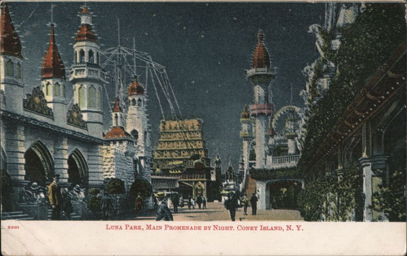 Luna Park, Main Promenade by Night, Coney Island New York
