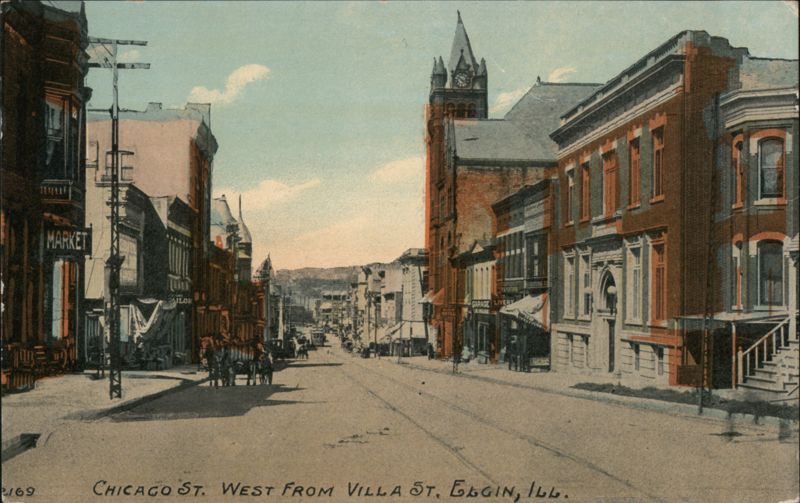 Chicago St. West From Villa St., Elgin, IL Illinois