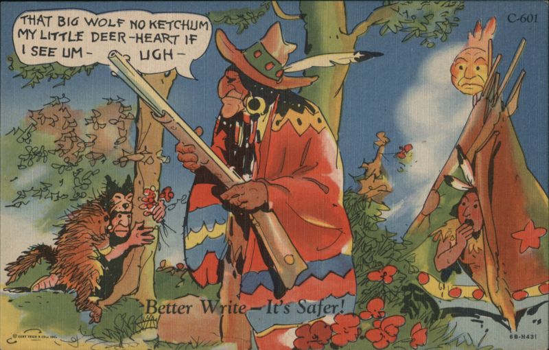 Native American Indian with Rifle - Better Write - It's Safer!