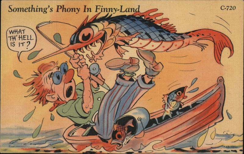 Something's Phony In Finny-Land Ray Walters Comic, Funny
