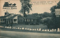 Amity Hall, Clock and Dormitory, A Century of Service for Travelers Postcard