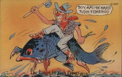 Boy, Am I Hard Ridin' Fisheroo - Latest in Fish Power Postcard