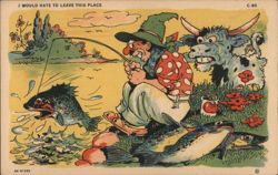 I Would Hate to Leave This Place - Fisherman, Cow, Fish Postcard