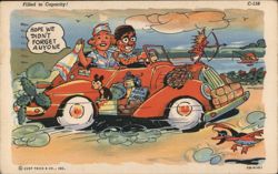 Filled to Capacity - Family Car Trip Postcard