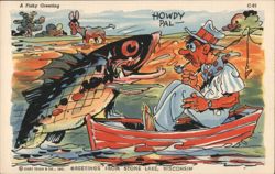 A Fishy Greeting from Stone Lake, Wisconsin Postcard