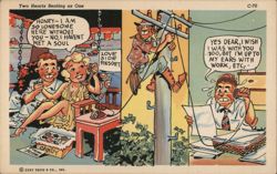 Two Hearts Beating as One - Humorous Phone Call Postcard