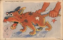 End of a Swell "Tale" - Comic Dog Getting Tail Cut Off Postcard