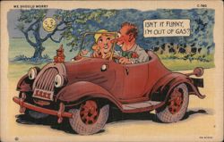 Out of Gas - Comic Postcard Postcard