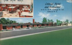 Colonial Motel and Restaurant, Oxford, NC Postcard