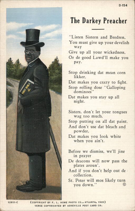 The Darkey Preacher, Racist Caricature Black Americana