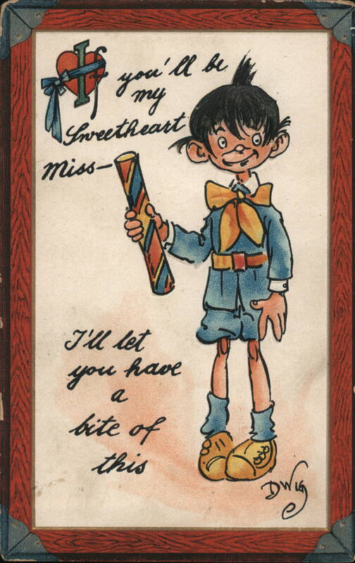 Boy with Candy Stick Valentine, If you'll be my Sweetheart