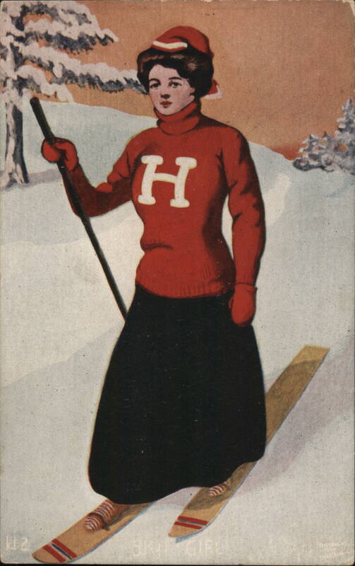 Harvard Ski Girl with H on Sweater College Girls