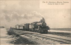 St. Petersburg-Moscow Express Crossing the Steppes in Winter Postcard
