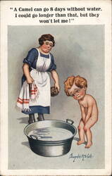 Reluctant Child and Bath Time Postcard