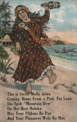 Sweet Molly Ailau Coming Home From a Pink Poi Luau Postcard