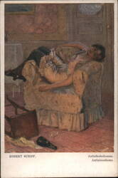Antialkoholismus, Woman Passed Out in Chair with Overturned Furniture Postcard
