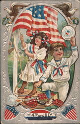Children Celebrating the 4th of July Postcard
