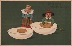 Children with Giant Easter Egg Halves Postcard