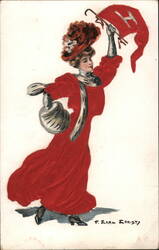 Harvard University College Girl Postcard