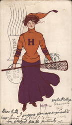 Hobart College Girl, Geneva, NY, Lacrosse Player Postcard