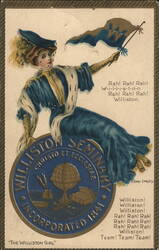 Williston Seminary Girl with Pennant Postcard